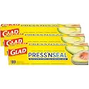 Glad Press'N Seal Plastic Food Wrap, 100 Square Foot Roll, Pack of 3, (Package May Vary)