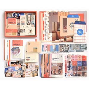 346pcs paper junk journal amp scrapbook kit with creative decor journaling supplies stationery stickers a6 grid notebook with graph ruled page gift for girl sunset scrapbook
