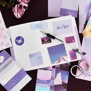 346pcs paper junk journal amp scrapbook kit with creative decor journaling supplies stationery stickers a6 grid notebook with graph ruled page gift for girl purple scrapbook