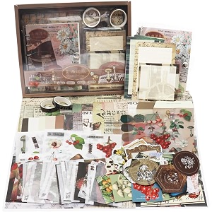 346pcs paper junk journal amp scrapbook kit with creative decor journaling supplies stationery stickers a6 grid notebook with graph ruled page gift for girl post office brown scrapbook