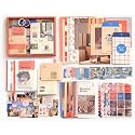(346Pcs) Paper Junk Journal &amp; Scrapbook Kit with Creative Decor Journaling Supplies, Stationery, Stickers, A6 Grid Notebook with Graph Ruled Page Gift for Girl (Sunset Scrapbook)