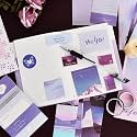 (346Pcs) Paper Junk Journal &amp; Scrapbook Kit with Creative Decor Journaling Supplies, Stationery, Stickers, A6 Grid Notebook with Graph Ruled Page Gift for Girl (purple Scrapbook)