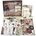 (346Pcs) Paper Junk Journal &amp; Scrapbook Kit with Creative Decor Journaling Supplies, Stationery, Stickers, A6 Grid Notebook with Graph Ruled Page Gift for Girl (Post Office Brown Scrapbook)