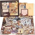 (346Pcs) Paper Junk Journal &amp; Scrapbook Kit with Creative Decor Journaling Supplies, Stationery, Stickers, A6 Grid Notebook with Graph Ruled Page Gift for Girl (Coffee Scrapbook)