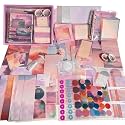 (346Pcs Paper Junk Journal &amp; Scrapbook Kit with Creative Decor Journaling Supplies, Stationery, Stickers, A6 Grid Notebook with Graph Ruled Page Gift for Girl (Sunset Glow Dark Scrapbook)