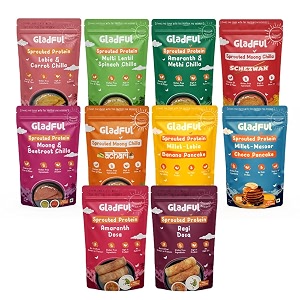 gladful breakfast combo chilladosapancake mix - low gi diabetes-friendly amp gluten-free - no maida palm oil amp trans-fat - vegan amp high