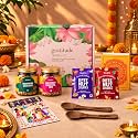 Gladful Gratitude Pink Diwali Gift Box | 7 Items | Makhana Cracker, Cocktail Nut Mix & Date Nut Square Bites | Festive Gift Hamper with Greeting Card