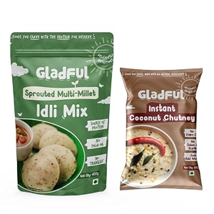 gladful multi-millet idli amp coconut chutney instant mix - no palm oil no transfat high fiber nutrient instant breakfast 100 natural vegan no preservatives - pack of 2