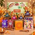Gladful Orange Delights Diwali Gift Box | 9 Items | Chocolate Crunchy Spread, Roasted Cashews, Cocktail Nut Mix, Makhana Cracker & Date Nut Squares Bites | Festive Gift Hamper for Family & Friends