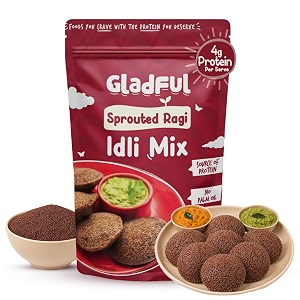 gladful ragi idli instant mix - no palm oil no transfat high fiber healthy protein breakfast - perfect for quick amp nutritious breakfasts - pack of 1-400 gm