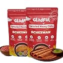 Gladful Schezwan Chilla Mix - Low GI, Diabetes-Friendly &amp; Gluten-Free - No Maida, Palm Oil &amp; Trans-Fat - Vegan &amp; High-Protein Chilla/Dosa Mix - Anytime Snack for Kids &amp; Family - Pack of 2 (200g each)