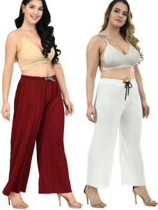 GLADLY Relaxed Women White Trousers
