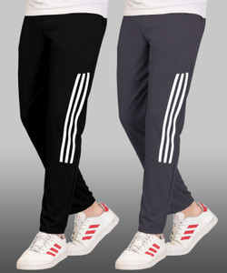 GLALUZY Striped Men Black Grey White Track