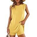 Glamaker Women's 2 Piece Short Sets Summer Lounge Sets Sweater Knit Beach Vacation Matching Sets Travel Outfits
