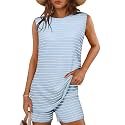 Glamaker Women's 2 Piece Short Sets Summer Lounge Sets Sweater Knit Beach Vacation Matching Sets Travel Outfits