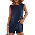 Glamaker Women's 2 Piece Short Sets Summer Lounge Sets Sweater Knit Beach Vacation Matching Sets Travel Outfits