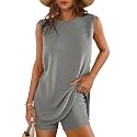 Glamaker Women's 2 Piece Short Sets Summer Lounge Sets Sweater Knit Beach Vacation Matching Sets Travel Outfits