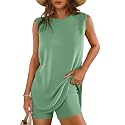 Glamaker Women's 2 Piece Short Sets Summer Lounge Sets Sweater Knit Beach Vacation Matching Sets Travel Outfits