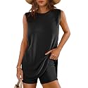 Glamaker Women's 2 Piece Short Sets Summer Lounge Sets Sweater Knit Beach Vacation Matching Sets Travel Outfits