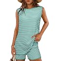 Glamaker Women's 2 Piece Short Sets Summer Lounge Sets Sweater Knit Beach Vacation Matching Sets Travel Outfits