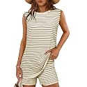 Glamaker Women's 2 Piece Short Sets Summer Lounge Sets Sweater Knit Beach Vacation Matching Sets Travel Outfits