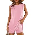 Glamaker Women's 2 Piece Short Sets Summer Lounge Sets Sweater Knit Beach Vacation Matching Sets Travel Outfits