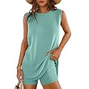 Glamaker Women's 2 Piece Short Sets Summer Lounge Sets Sweater Knit Beach Vacation Matching Sets Travel Outfits