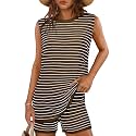 Glamaker Women's 2 Piece Short Sets Summer Lounge Sets Sweater Knit Beach Vacation Matching Sets Travel Outfits