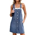 Glamaker Women39s Denim Overall Dress Jean Sleeveless