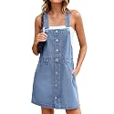 Glamaker Women39s Denim Overall Dress Jean Sleeveless