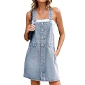 Glamaker Women39s Denim Overall Dress Jean Sleeveless