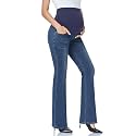GLAMIX Women's Stretch Maternity Bootcut Jeans with Pockets Over The Belly Bell Bottoms Flare Denim Pants Pregnancy Clothes