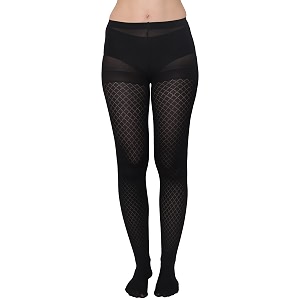 glamoras women nylon spandex high waist tights patterned pantyhose stockings free size black