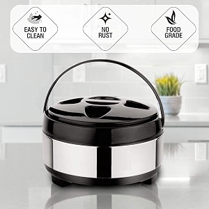 insulated inner stainless steel casserole bpa free  food grade  easy to carry  easy to store  ideal for chapatti  roti  curd maker thermosteel pack of 3
