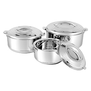 insulated inner stainless steel casserole bpa free  food grade  easy to carry  easy to store  ideal for chapatti  roti  curd maker steel pack of 3