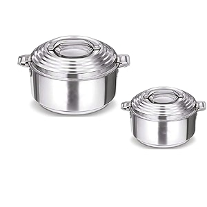 insulated inner stainless steel casserole bpa free  food grade  easy to carry  easy to store  ideal for chapatti  roti  curd maker steel pack of 2