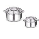 Insulated Inner Stainless Steel Casserole, BPA Free | Food Grade | Easy to Carry | Easy to Store | Ideal for Chapatti | Roti | Curd Maker (Steel, Pack of 2)