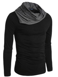 GLAMPANDA Solid Men Turtle Neck Black Grey