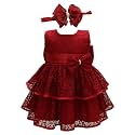 Glamulice Baby Girls Infant Lace Party Dresses Princess Birthday Formal Dress for Toddler