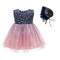 Glamulice Baby-Girls Newborn Satin Christening Baptism Floral Embroidered Dress Gown Outfit