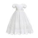 Glamulice Baby-Girls Newborn Satin Christening Baptism Floral Embroidered Dress Gown Outfit