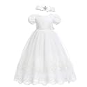 Glamulice Baby-Girls Newborn Satin Christening Baptism Floral Embroidered Dress Gown Outfit