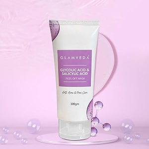 glamveda 005 ww glycolic acid amp 005 ww salicylic acid anti acne peel off mask  for oily amp acne prone skin  oil balancing deep cleansing  blackhead amp pore care  100gm