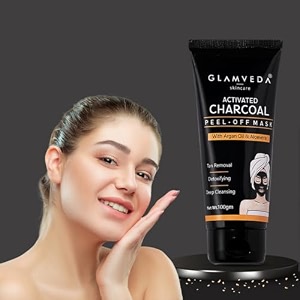 glamveda activated charcoal peel off mask for men amp women  deep cleansing removes blackheads whiteheads amp tanning  no parabens enriched with argan oil amp vitamin e 100gm pack of 1