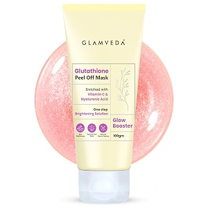 glamveda glutathione peel off mask for women amp men- 100g  with vitamin c amp hyaluronic acid  skin brightening face mask  removes dullness amp provides deep hydration  deep cleansing  all skin type