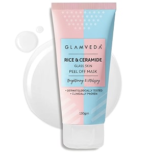 glamveda korean rice amp ceramide peel off mask for men amp women  brightening face pack for even tone complexion amp anti-ageing care  nourishes dry amp dull skin  dermatologically tested 100gm