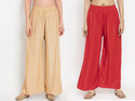 Glansi Relaxed Women Beige, Red Trousers
