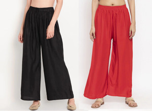 glansi relaxed women black red trousers