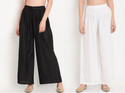 Glansi Relaxed Women Black, White Trousers