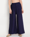 Glansi Women Regular Fit Dark Blue Viscose Rayon Trousers